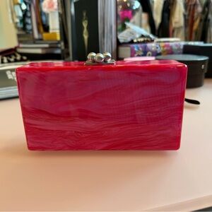 Edie Parker Acrylic Hot Pink Clutch Minaudiere